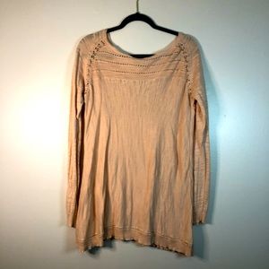 Anthro Knitted & Knotted long beige sweater sz M